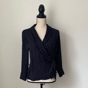 Zara Elegant Black Polka Dot Wrap Top